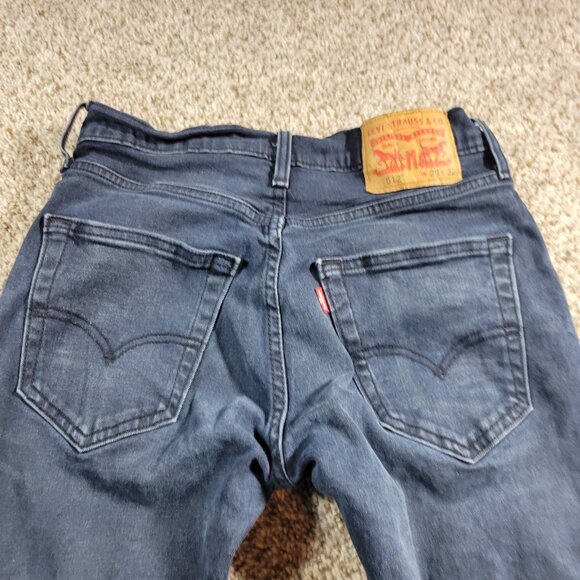 Levis Jeans Mens 29x30 Tag 29x32 Blue 512 Slim Fit Tapered Dark Wash Denim - Picture 5 of 7